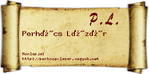 Perhócs Lázár névjegykártya